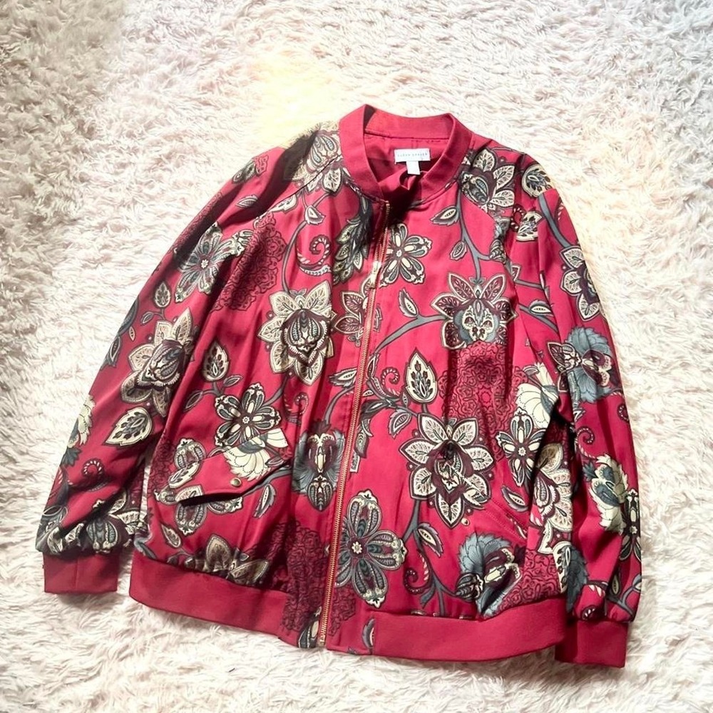 Floral Paisley Eclectic Grandma Whimsygoth Goblin Bomber Jacket Womens‎ 1X